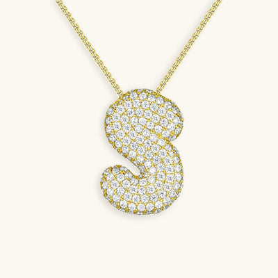 Navnesmykke Bubble med diamant | 18k Gull