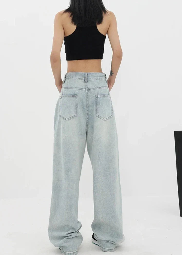 Vintage jeans med høy midje og rette ben