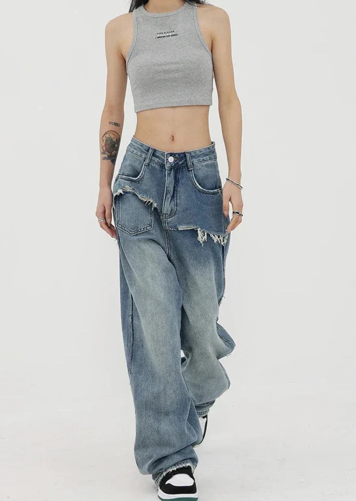 Vintage jeans med høy midje og rette ben