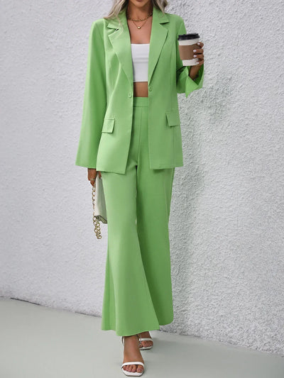 Casual grønn blazer og bukser for kvinner