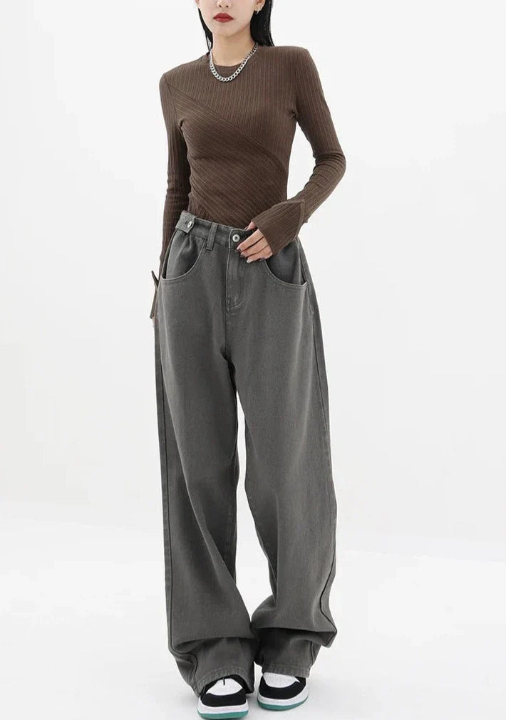 Casual jeans med høy midje