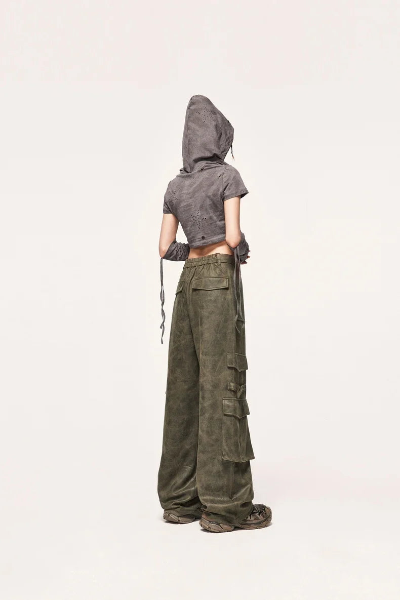 Vintage Slitt Mocka Cargo Bukser