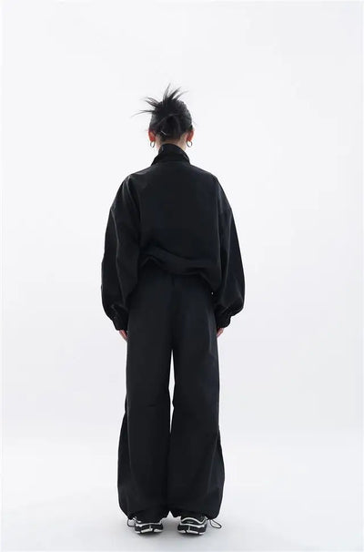 Oversized sporty svart treningsdrakt