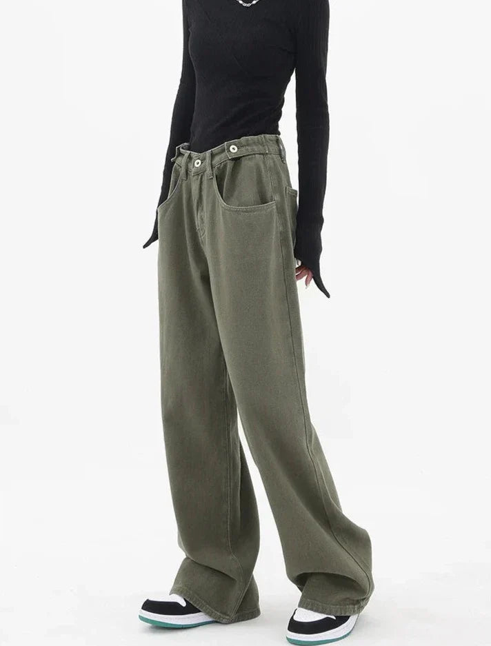 Casual jeans med høy midje