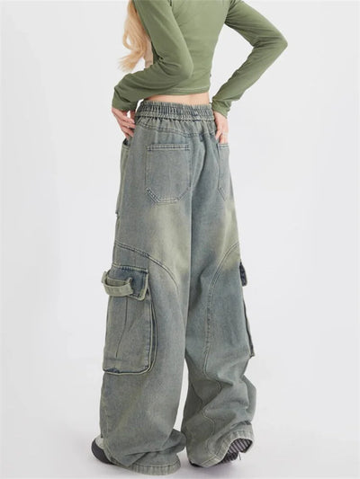 Retro løse jeans med store lommer