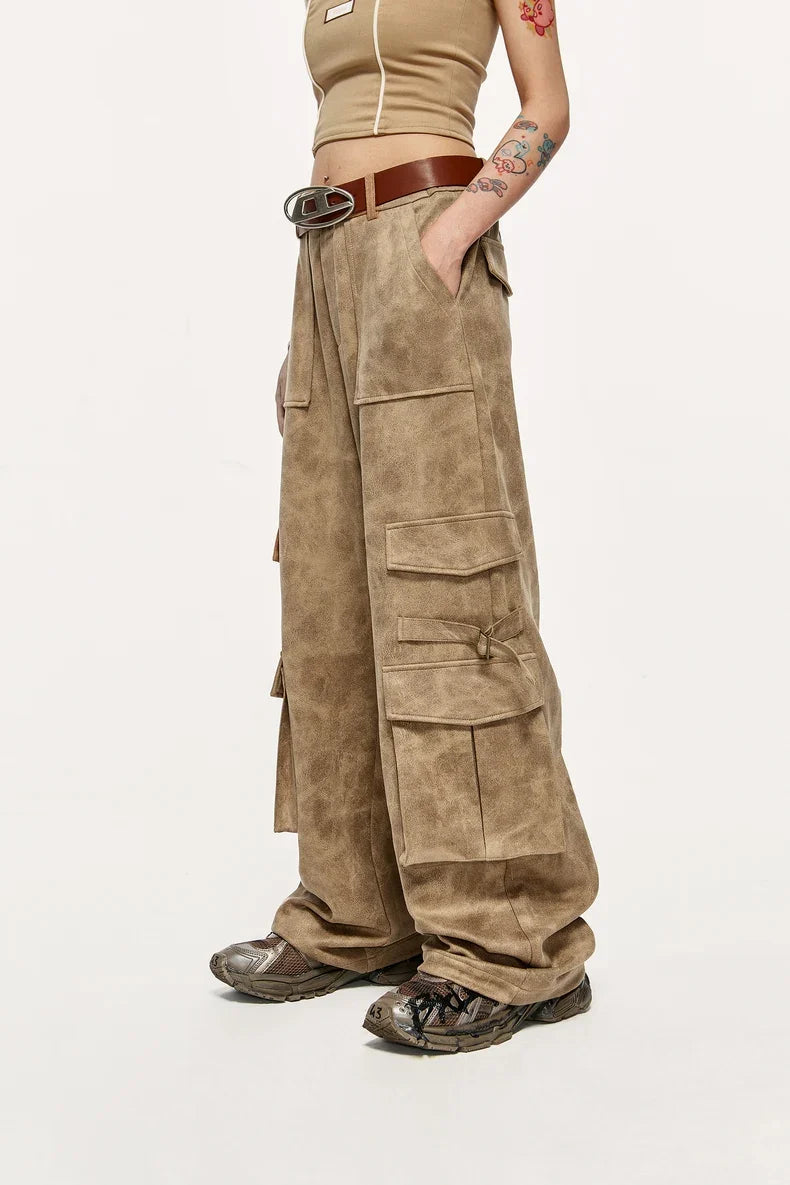 Vintage Slitt Mocka Cargo Bukser