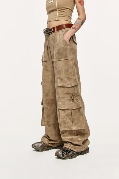 Vintage Slitt Mocka Cargo Bukser