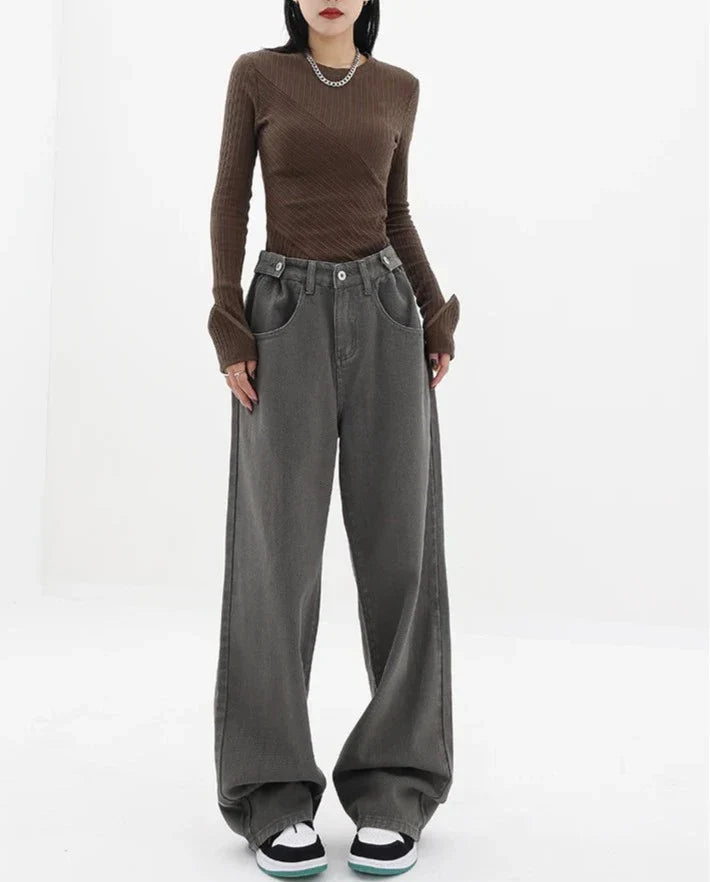 Casual jeans med høy midje