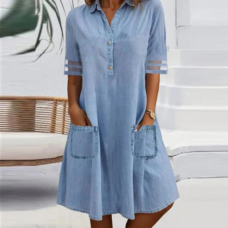 JILL – Jeans-Minikjole med sidelommer