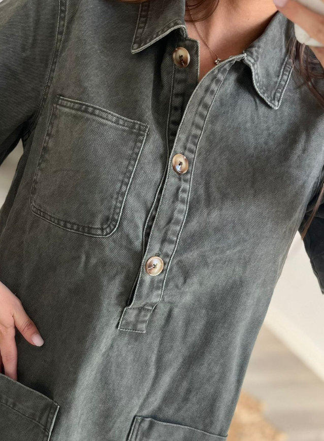 LOUA - Jeanskjole mørk khaki