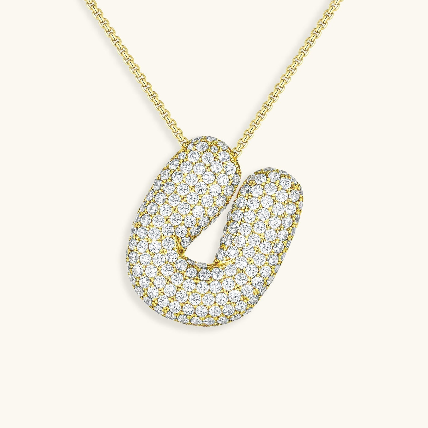 Navnesmykke Bubble med diamant | 18k Gull