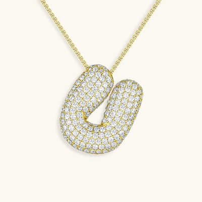 Navnesmykke Bubble med diamant | 18k Gull