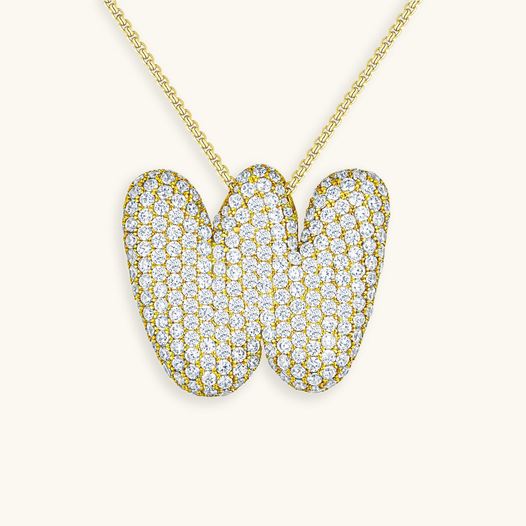 Navnesmykke Bubble med diamant | 18k Gull