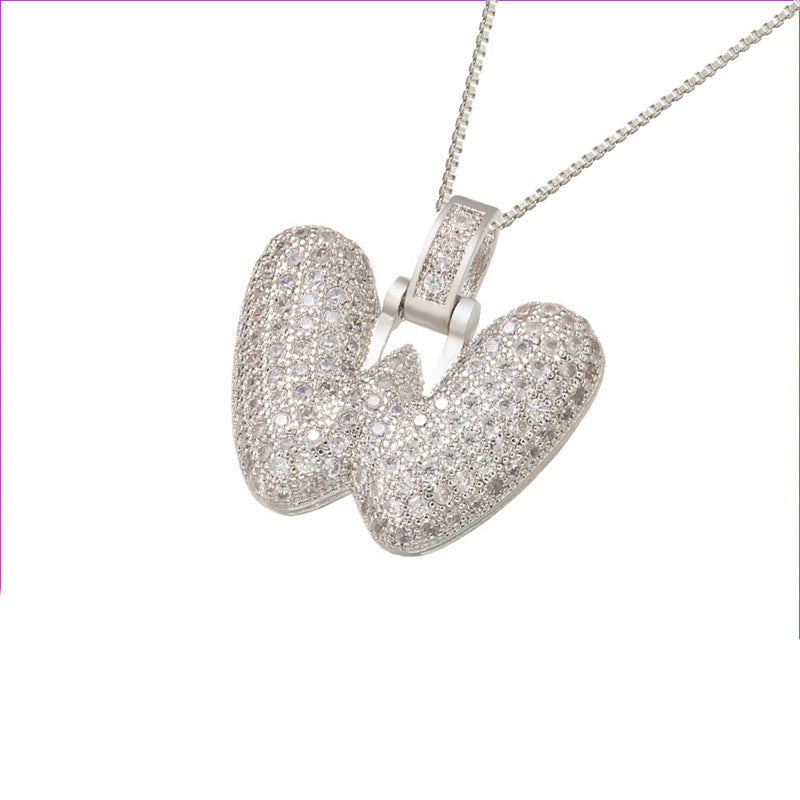 Pave Bubble Halskjede med Initial | 18k Gull