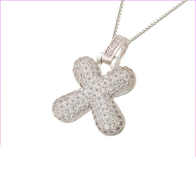 Pave Bubble Halskjede med Initial | 18k Gull
