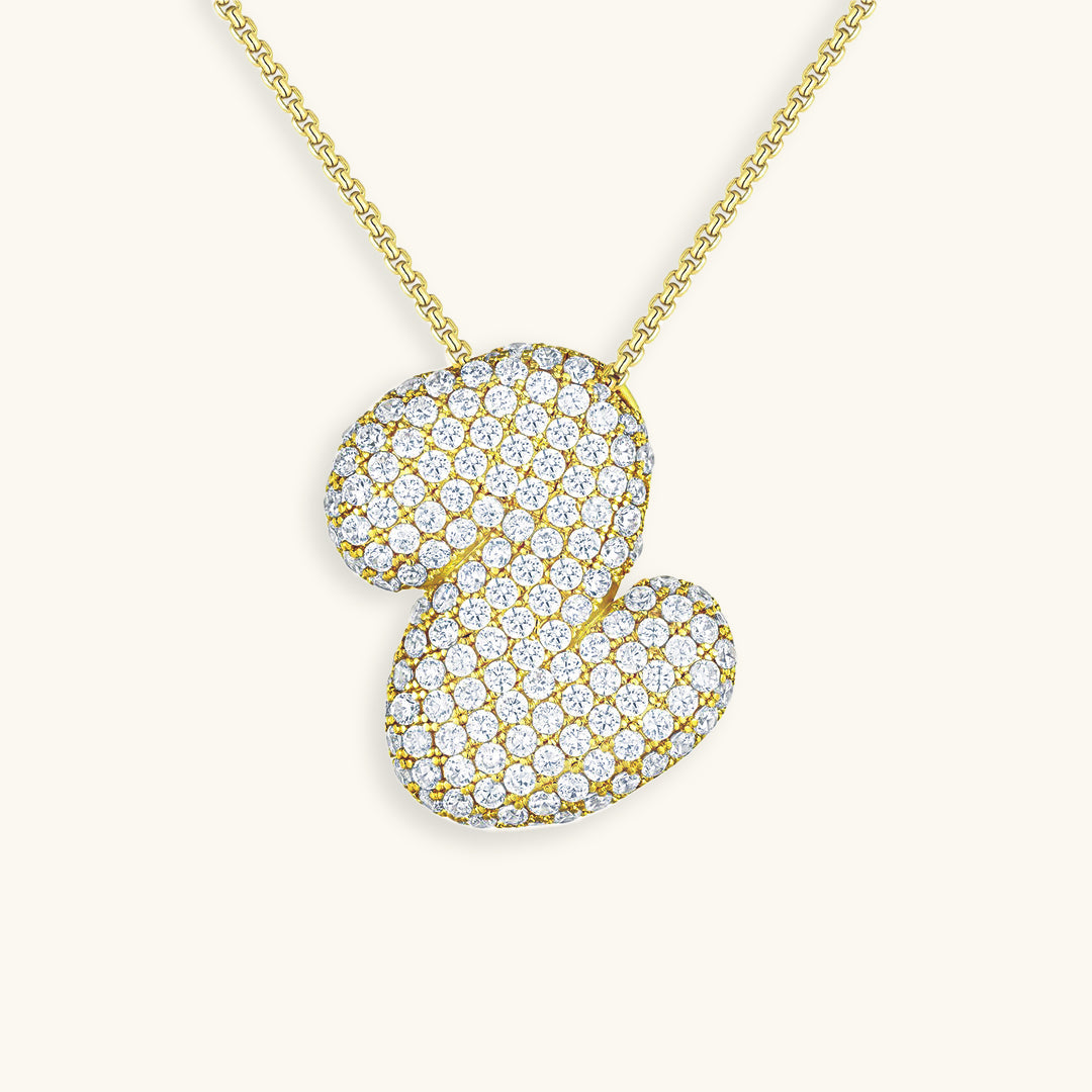 Navnesmykke Bubble med diamant | 18k Gull