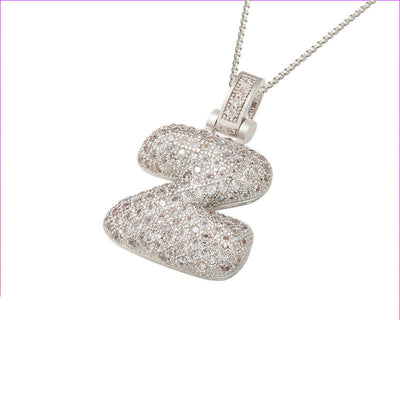 Pave Bubble Halskjede med Initial | 18k Gull