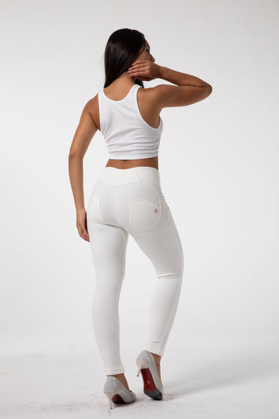 Tighte hvite leggings med høy midje