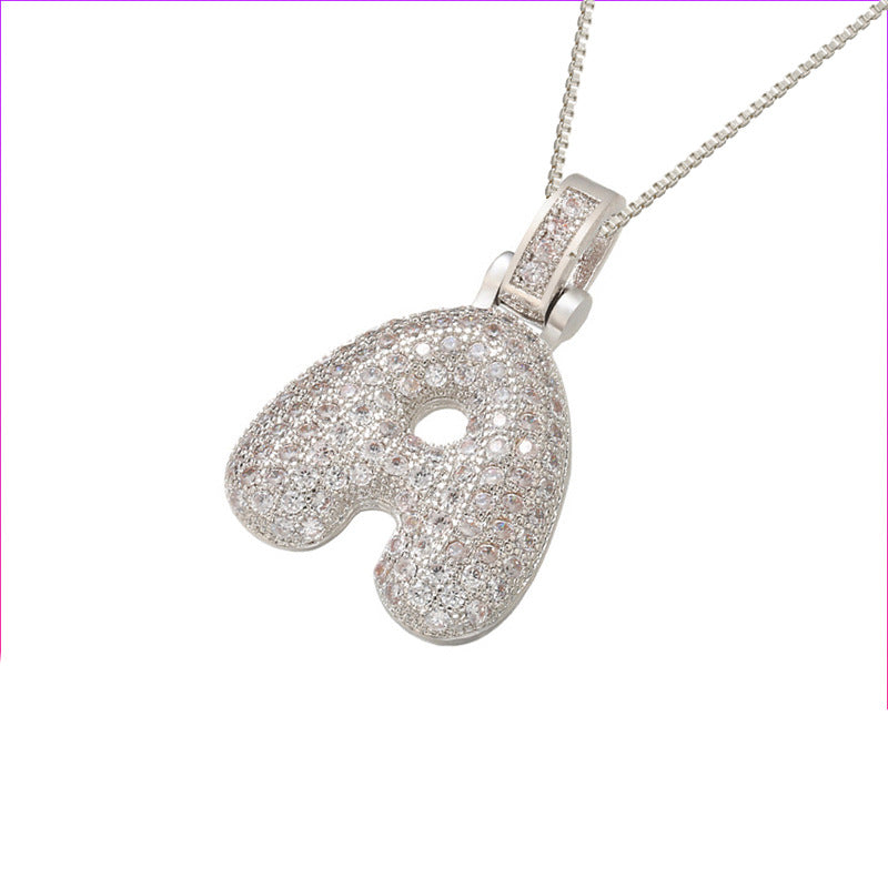 Pave Bubble Halskjede med Initial | 18k Gull
