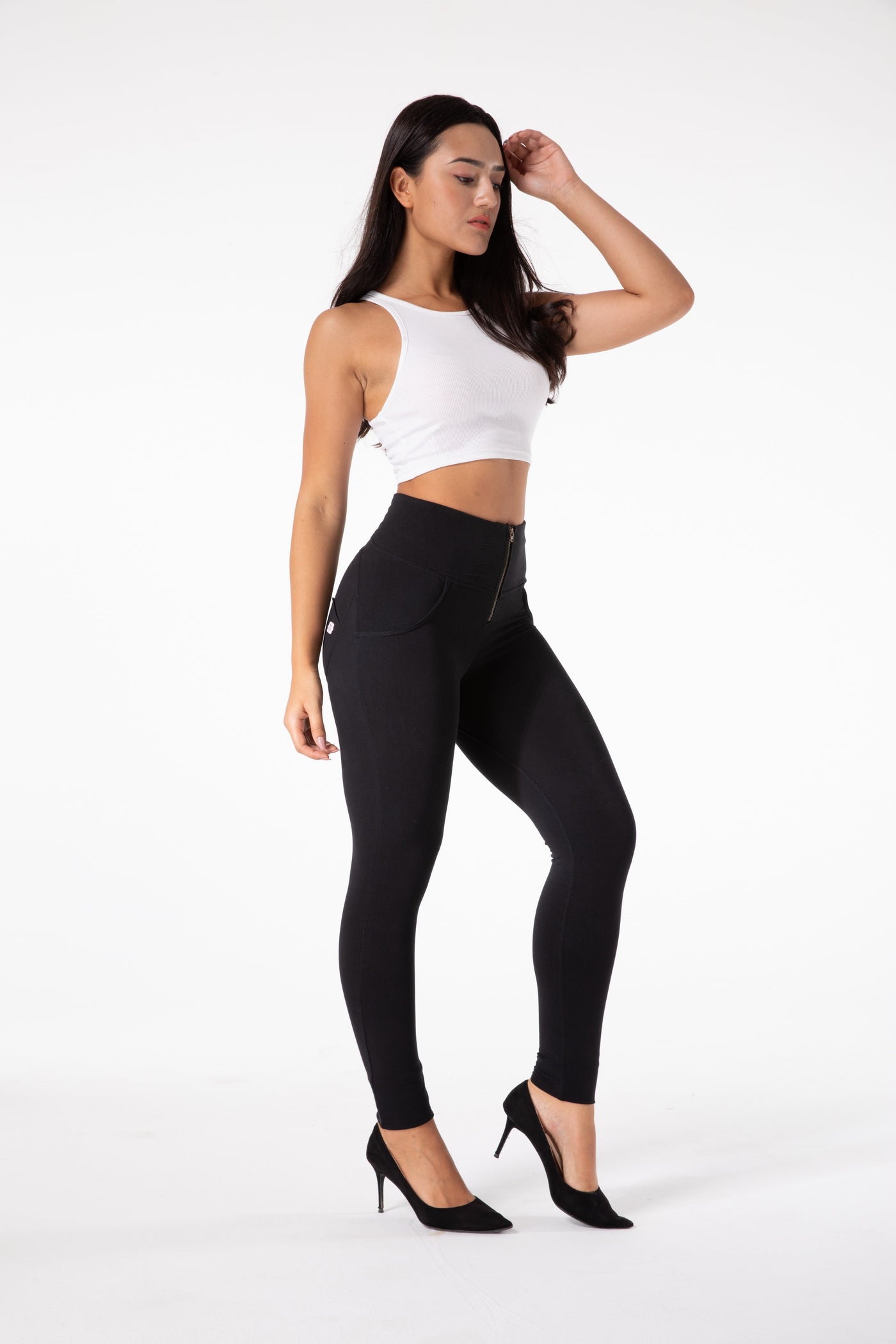 Høy midje svarte leggings