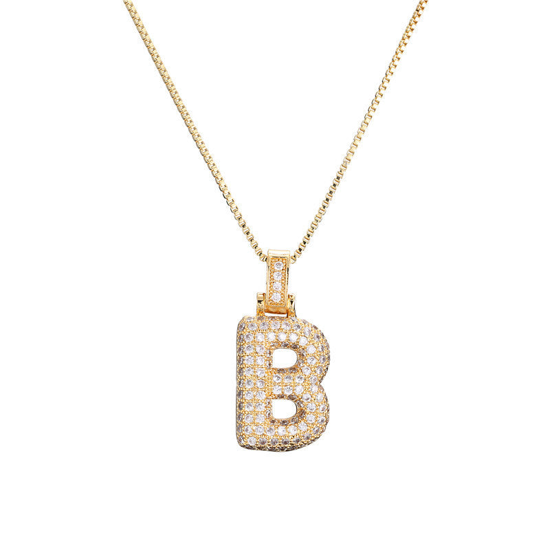 Pave Bubble Halskjede med Initial | 18k Gull