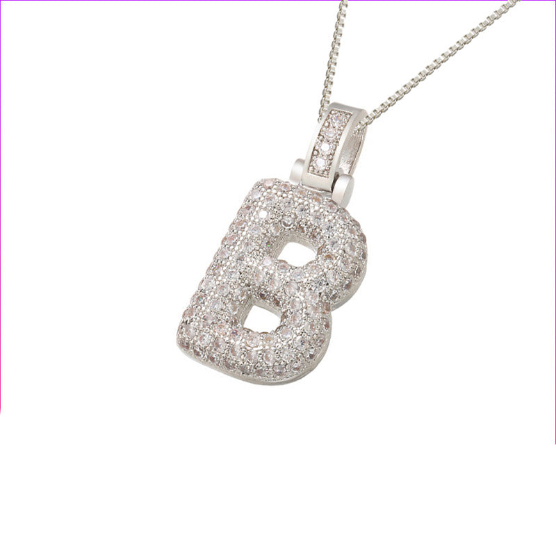 Pave Bubble Halskjede med Initial | 18k Gull