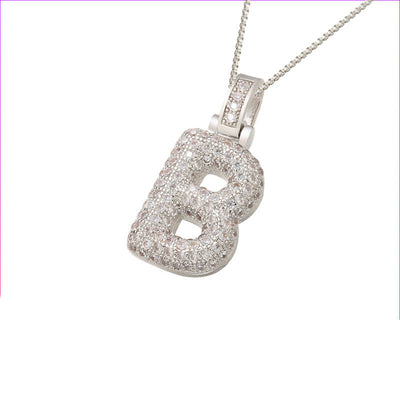 Pave Bubble Halskjede med Initial | 18k Gull