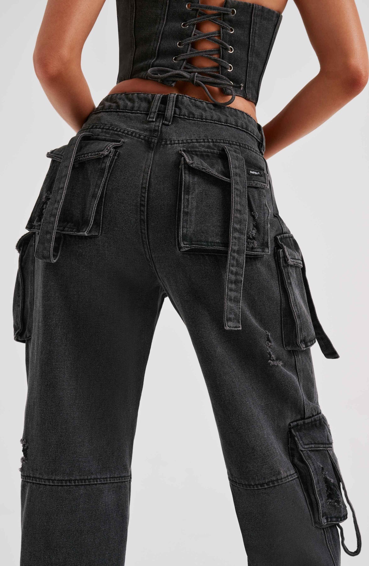 Denim korsett og cargo bukser sett