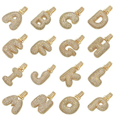 Pave Bubble Halskjede med Initial | 18k Gull