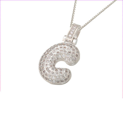 Pave Bubble Halskjede med Initial | 18k Gull