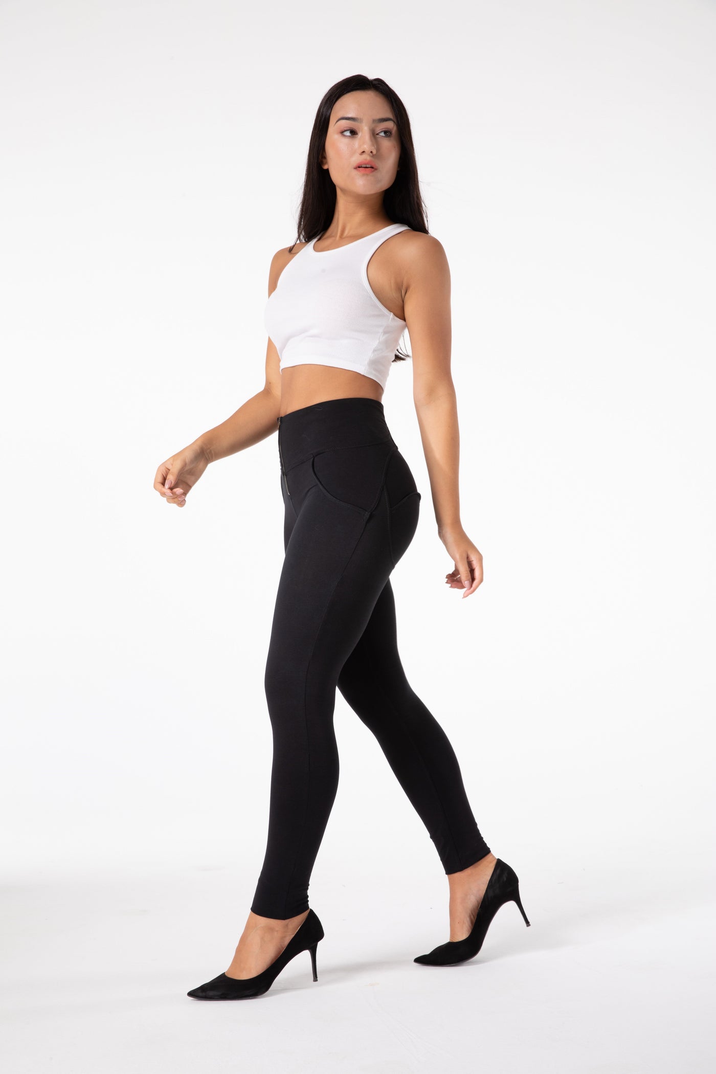 Høy midje svarte leggings