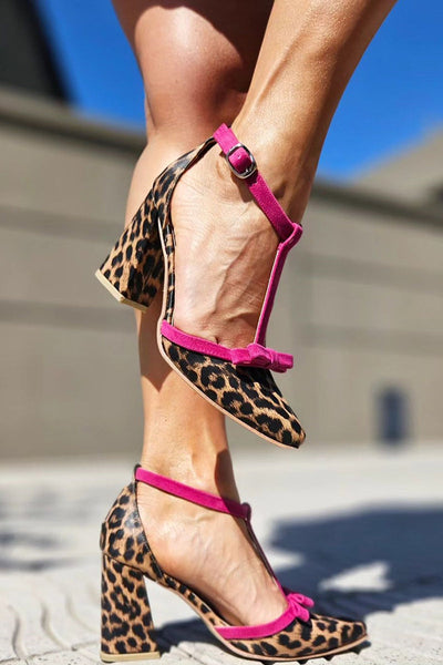 Beauu™ | Elegante Sandaler med Grønn Leopardmønster og Fargerike Detaljer