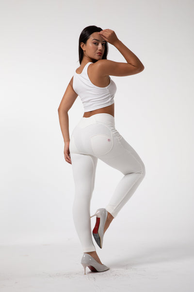 Tighte hvite leggings med høy midje