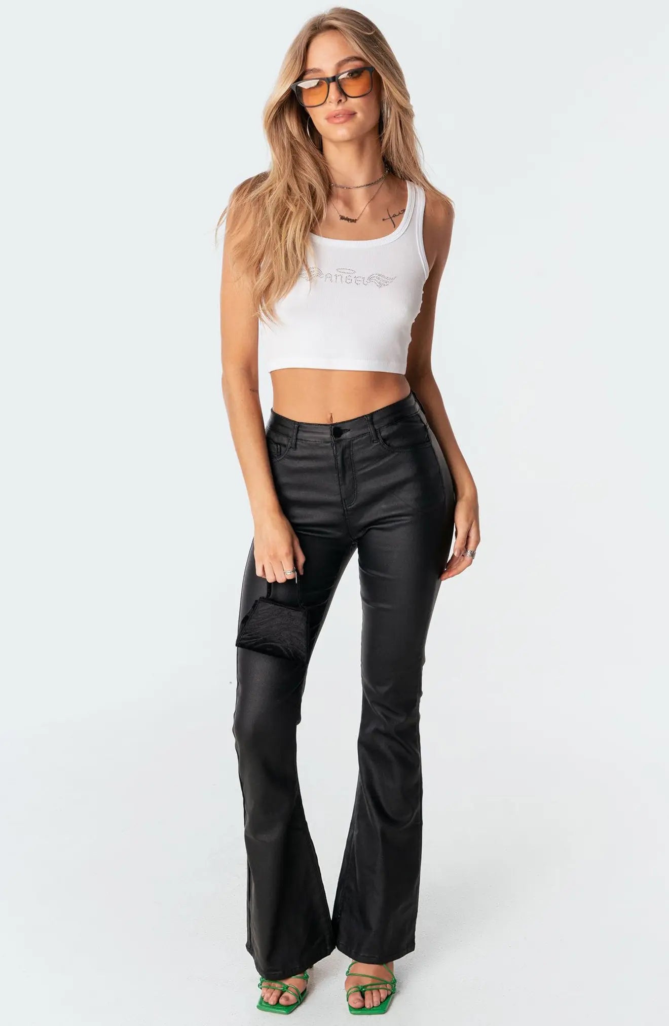 Svarta skinnyjeans i kunstlær