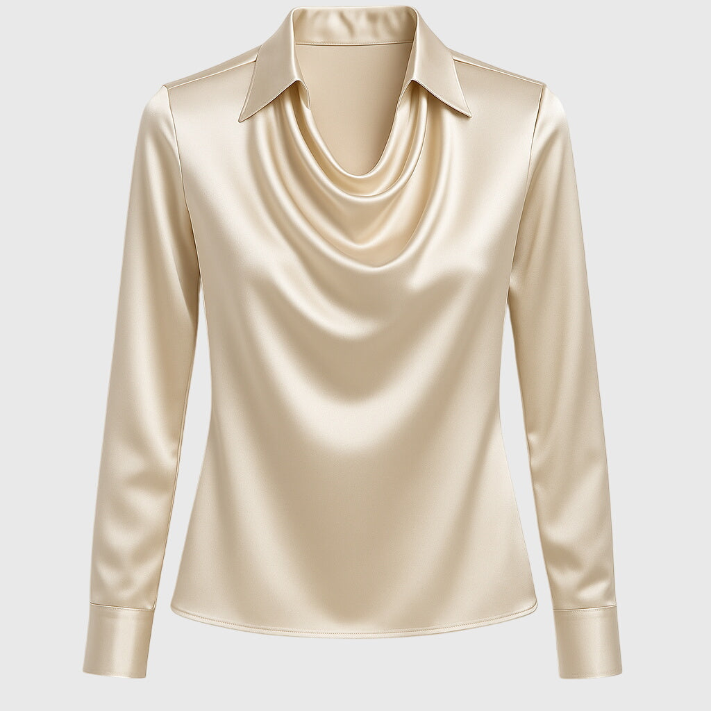 Brooklyn – Elegant Bluse i Blank Sateng