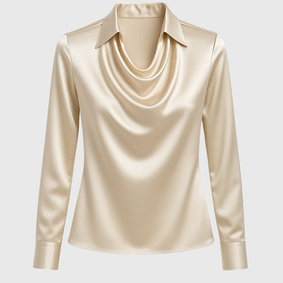 Brooklyn – Elegant Bluse i Blank Sateng