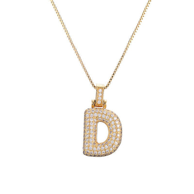 Pave Bubble Halskjede med Initial | 18k Gull
