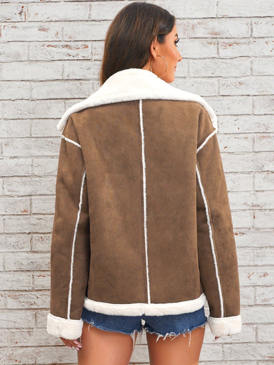 Lapel plysch jakke
