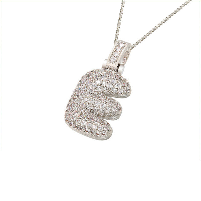Pave Bubble Halskjede med Initial | 18k Gull