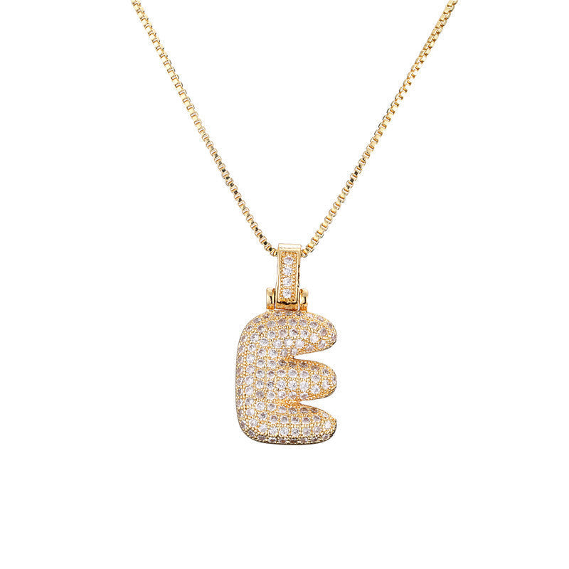 Pave Bubble Halskjede med Initial | 18k Gull