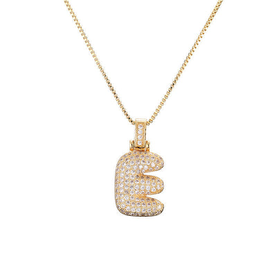 Pave Bubble Halskjede med Initial | 18k Gull