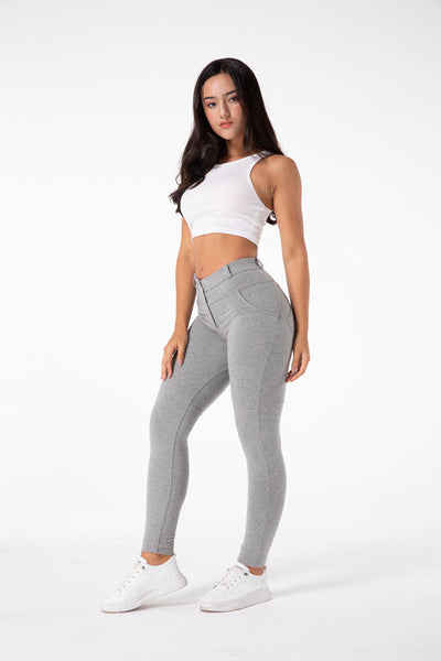 Tette lysegrå leggings med høy midje