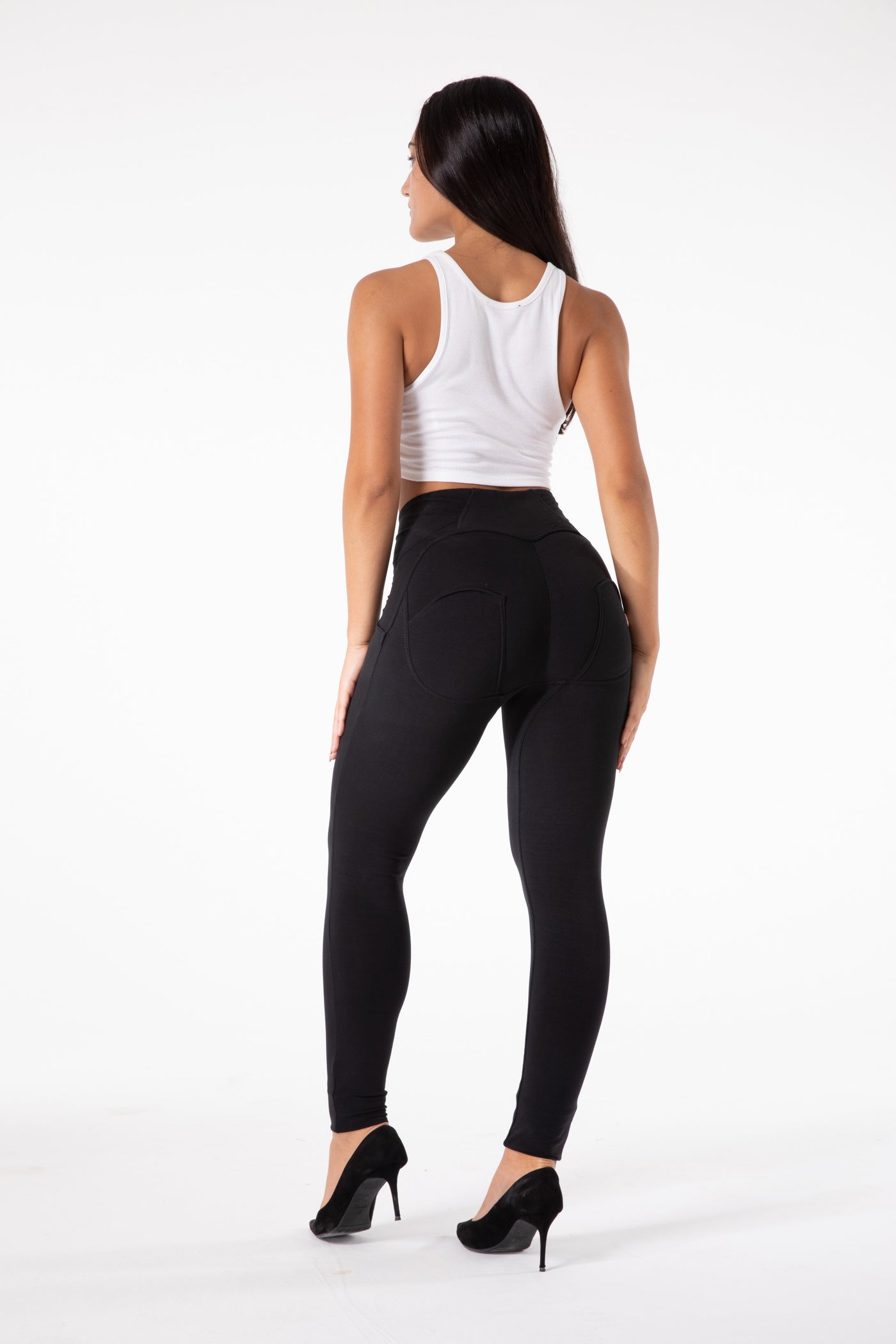 Høy midje svarte leggings