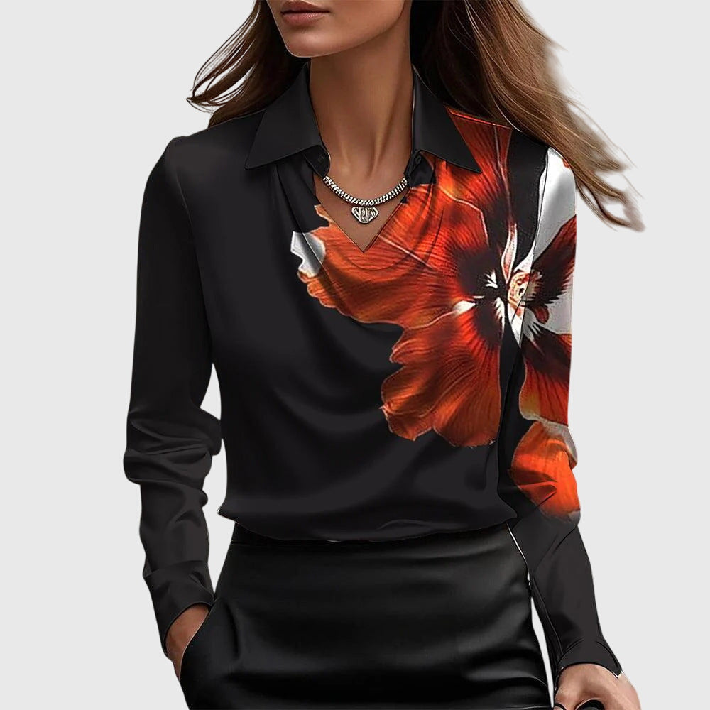 Brooklyn – Elegant Bluse i Blank Sateng