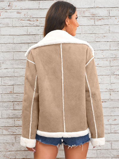 Lapel plysch jakke