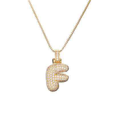 Pave Bubble Halskjede med Initial | 18k Gull