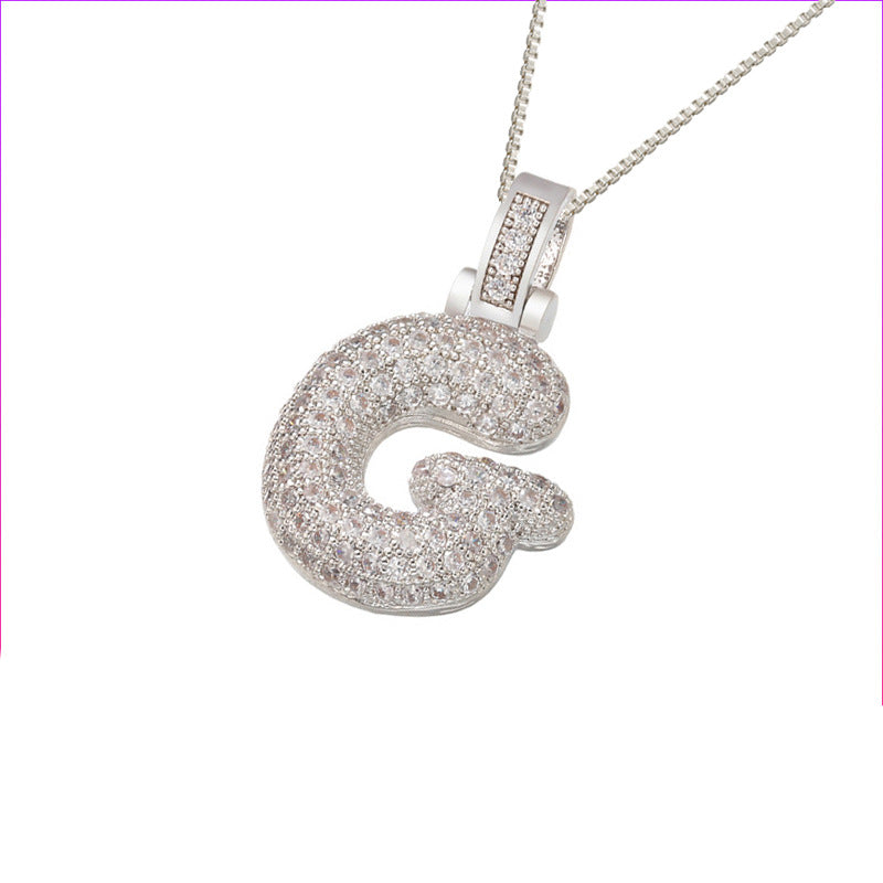 Pave Bubble Halskjede med Initial | 18k Gull