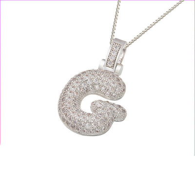 Pave Bubble Halskjede med Initial | 18k Gull