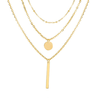 Lagdelte Vintage Geo halskjede med anheng | 18k Gull