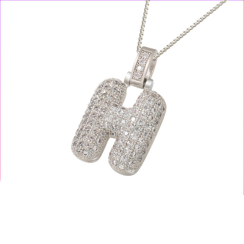 Pave Bubble Halskjede med Initial | 18k Gull